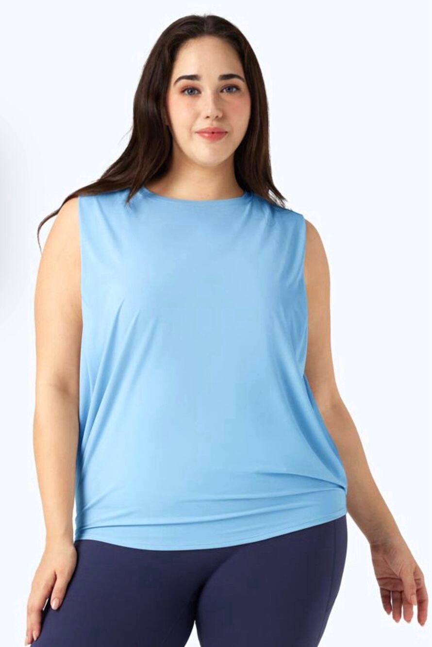 Plus Size Round Neck Cool Touch Yoga Tank Top-UPF50+ 1X